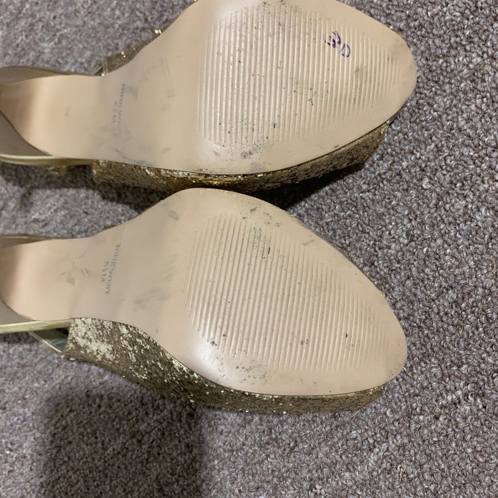 Nine West Women's Heels Glameron Gold Sparkle Metallic Slingback Size 6.5 ⭐️ - Picture 7 of 7